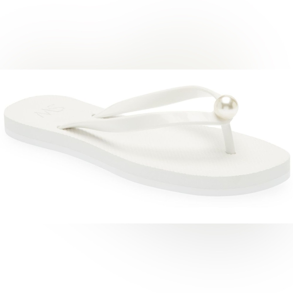 Stuart Weitzman White Sandals with Metallic Accents